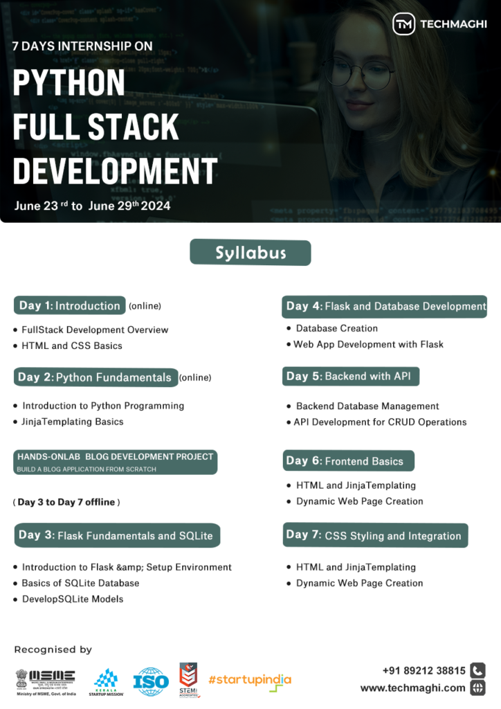 7 DAY INTERNSHIP ON PYTHON FULL STACK DEVELOPMENT - TECHMAGHI
