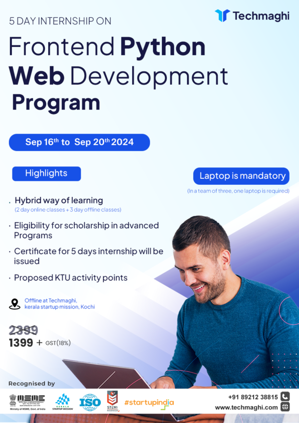 5 DAY INTERNSHIP ON FRONTEND PYTHON WEB DEVELOPMENT PROGRAM - TECHMAGHI