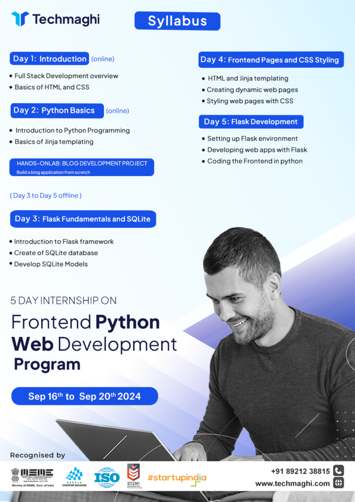 5 DAY INTERNSHIP ON FRONTEND PYTHON WEB DEVELOPMENT PROGRAM - TECHMAGHI