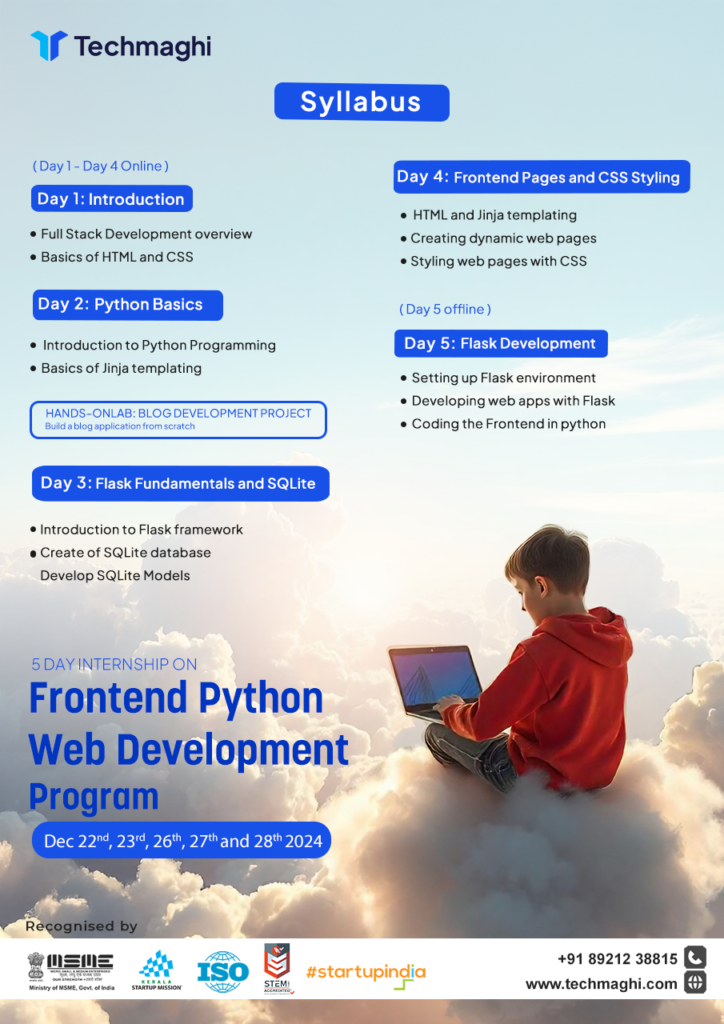 5 DAY INTERNSHIP ON FRONTEND PYTHON WEB DEVELOPMENT PROGRAM - TECHMAGHI